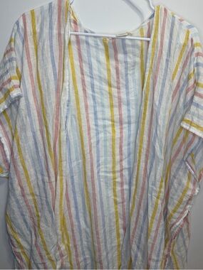 C&C California Rainbow Striped Linen Sleeveless Swim Coverup One Size